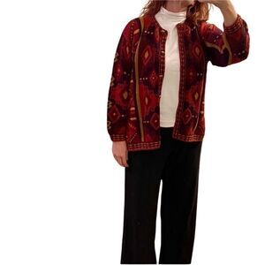 Vtg Perez 100% Baby Alpaca Hand Made Peru Southwest Aztec Oversized Cardigan L